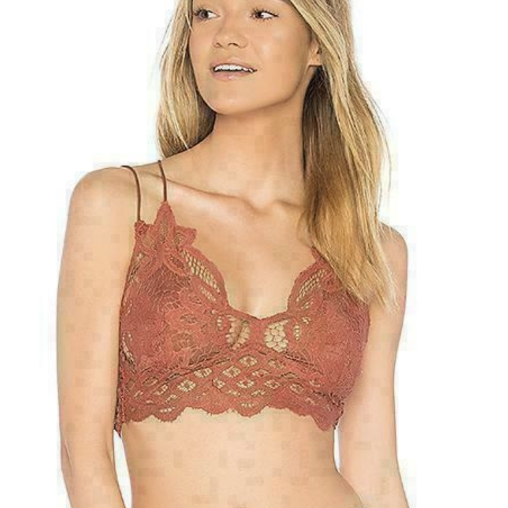 Free People NWOT Adella Lace Bralette in Rusty Pink sz XS​​​ - Picture 4 of 14